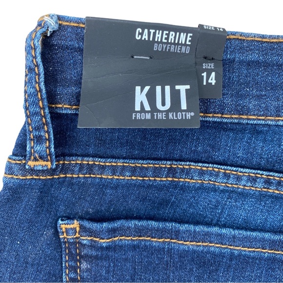 Kut from the Kloth Catherine Mid-Rise Boyfriend Dark Blue Jeans Size 14 NWT - Picture 10 of 14